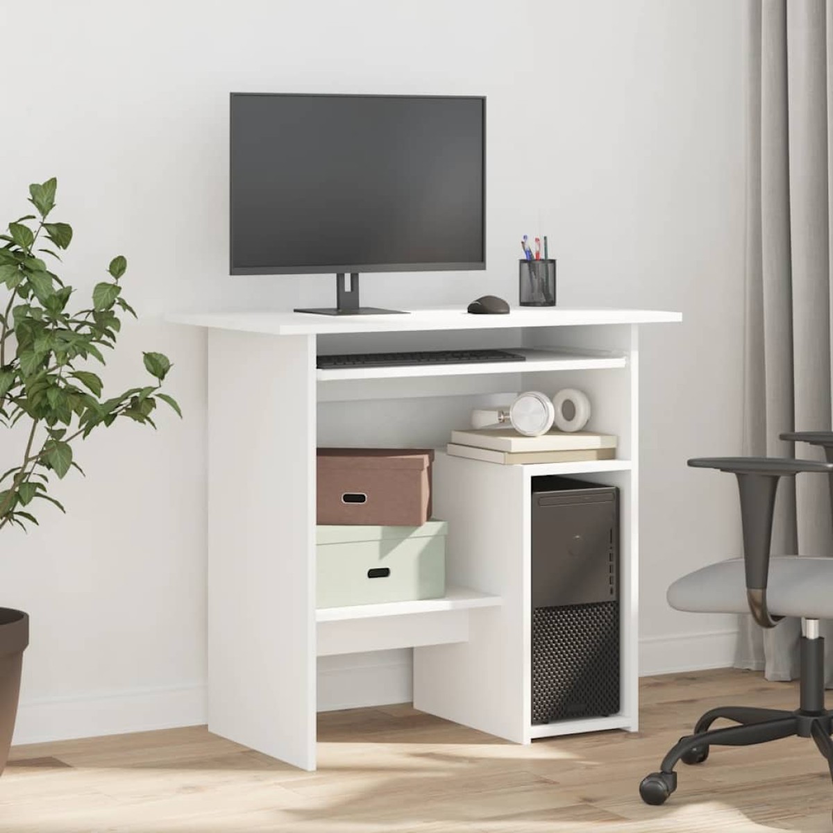 vidaXL Γραφείο Λευκό 80 x 45 x 74 εκ. από Μοριοσανίδα