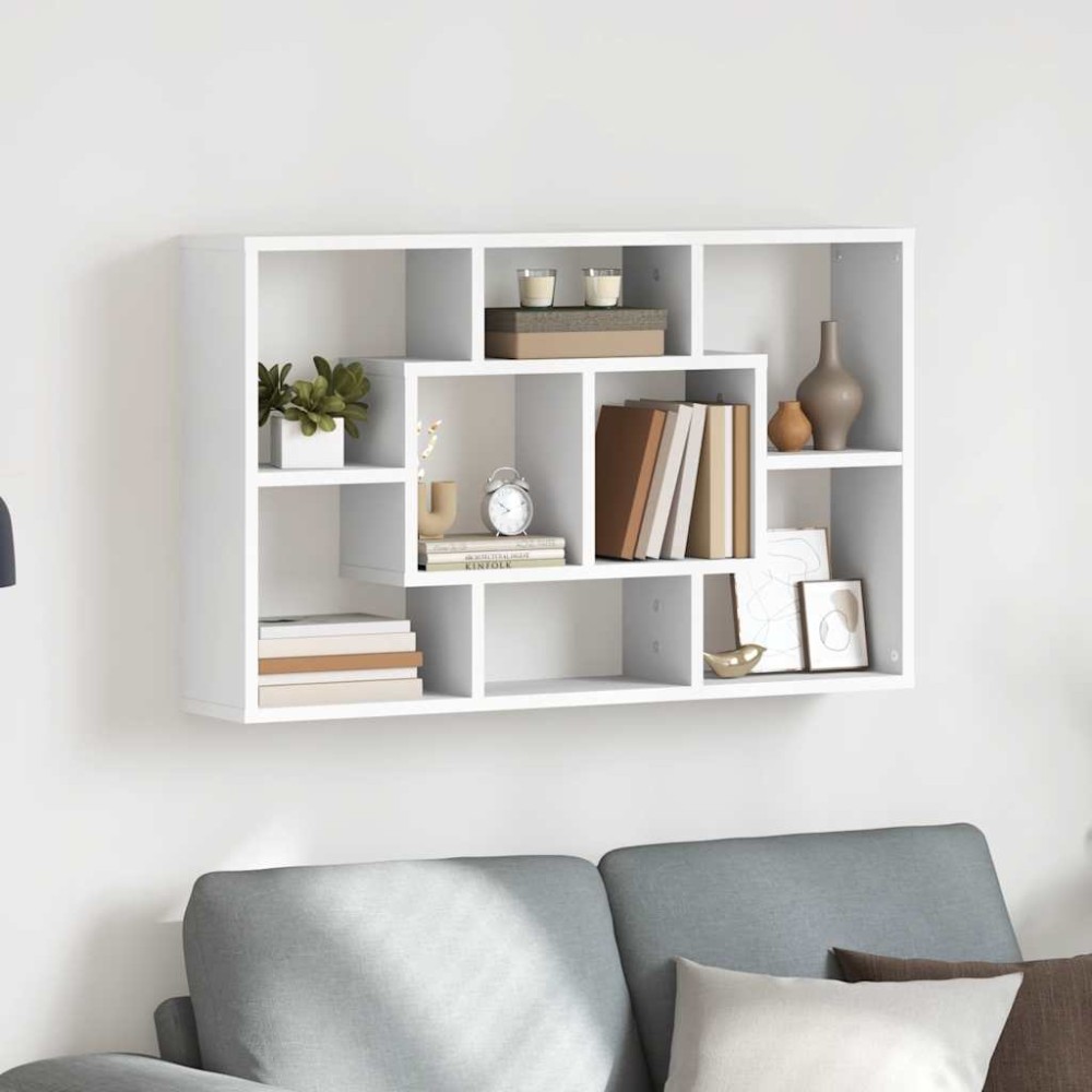 vidaXL Ραφιέρα Τοίχου Λευκή 85 x 16 x 52,5 εκ. από Επεξεργασμένο Ξύλο