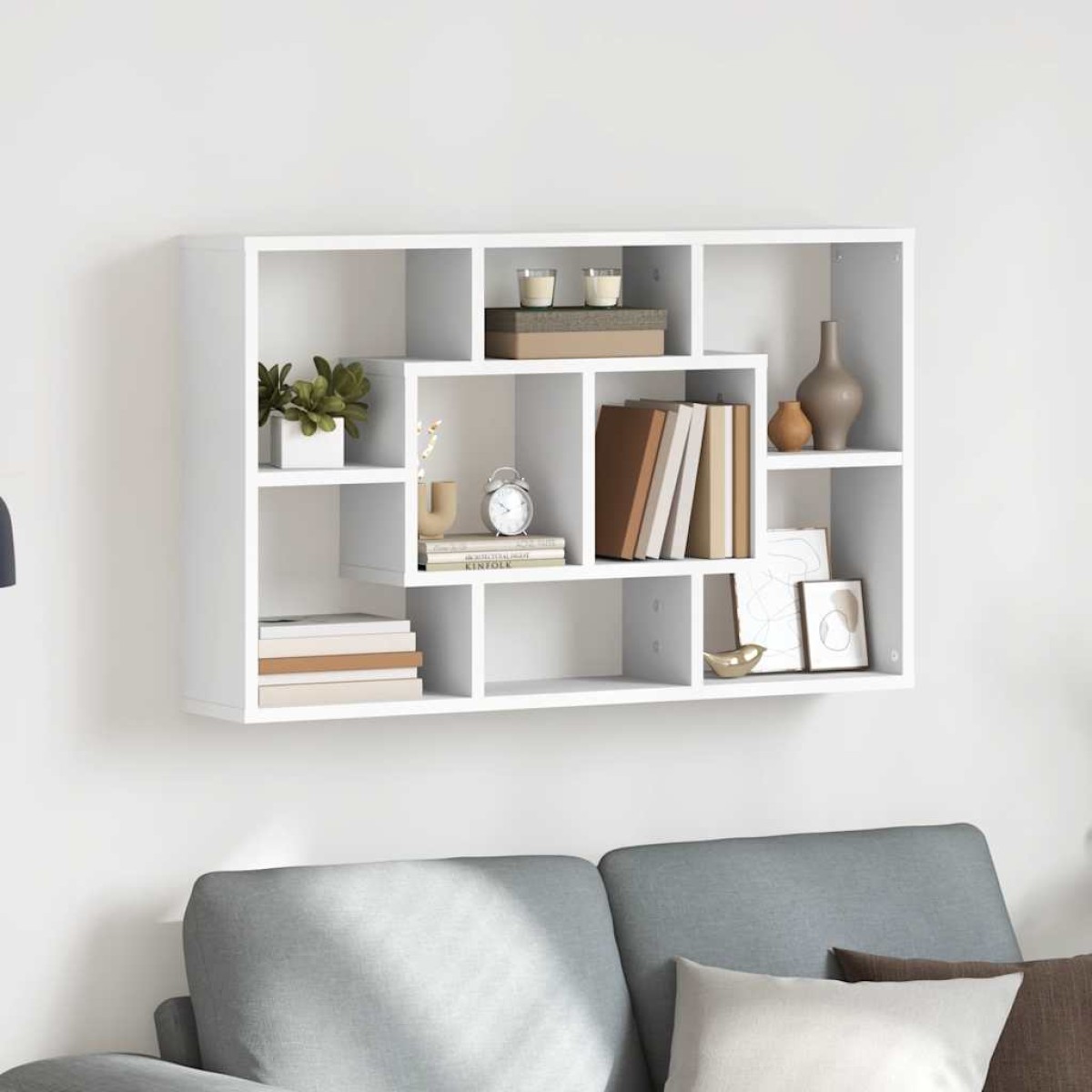 vidaXL Ραφιέρα Τοίχου Λευκή 85 x 16 x 52,5 εκ. από Επεξεργασμένο Ξύλο