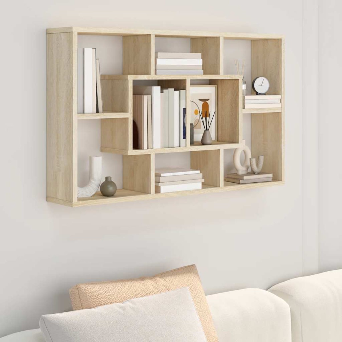 vidaXL Ραφιέρα Τοίχου Sonoma Δρυς 85x16x52,5 εκ. Επεξεργασμένο Ξύλο