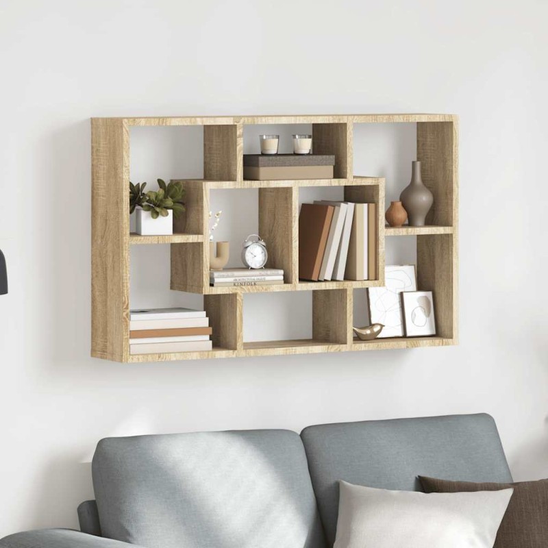 vidaXL Ραφιέρα Τοίχου Sonoma Δρυς 85x16x52,5 εκ. Επεξεργασμένο Ξύλο