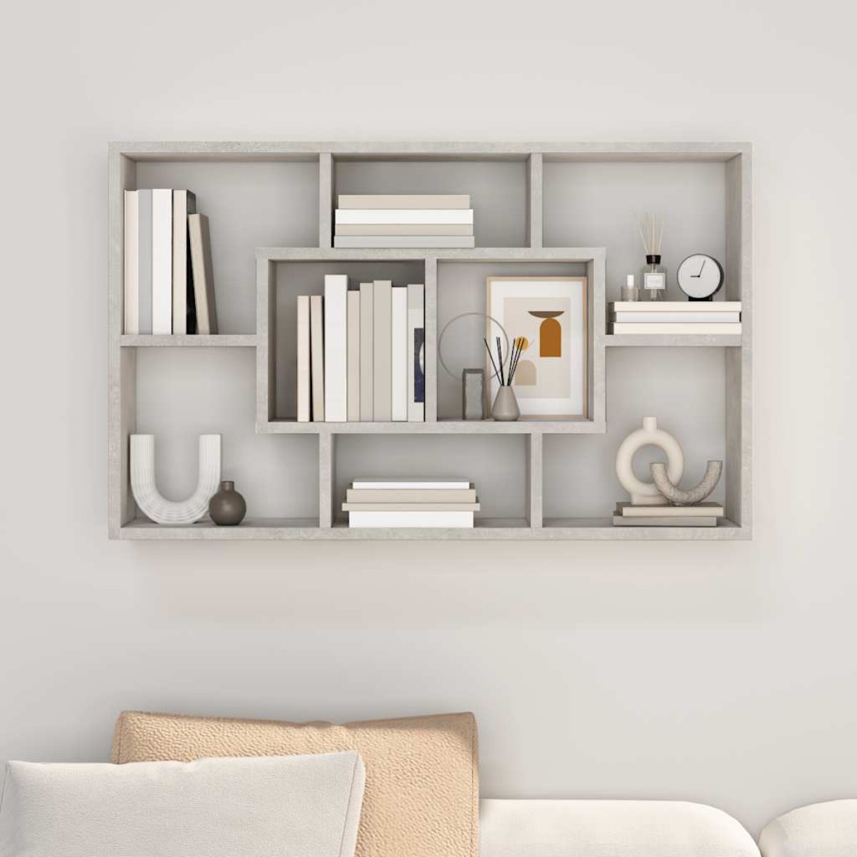 vidaXL Ραφιέρα Τοίχου Γκρι Σκυροδέματος 85x16x52,5 εκ. Επεξεργ. Ξύλο