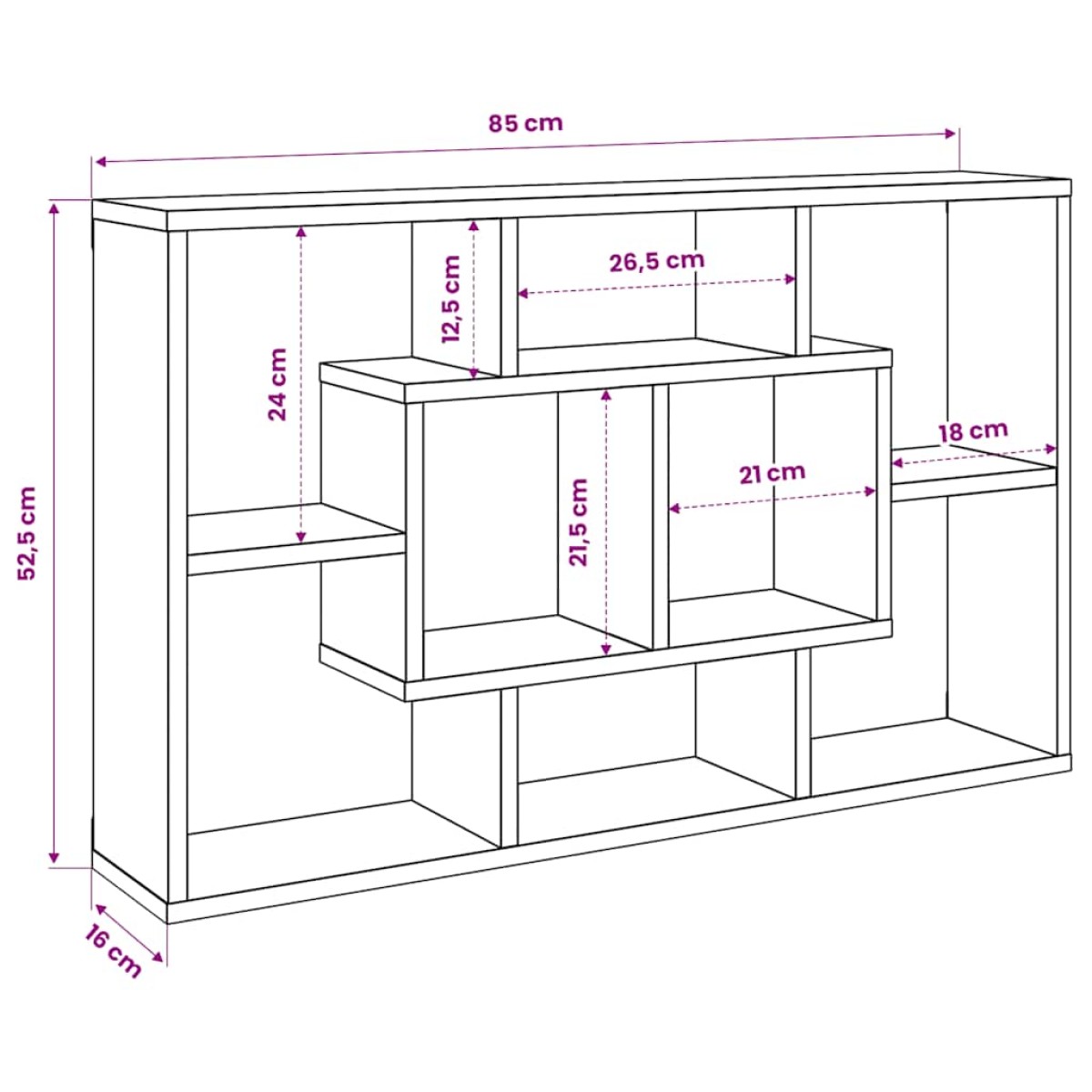 vidaXL Ραφιέρα Τοίχου Γκρι Σκυροδέματος 85x16x52,5 εκ. Επεξεργ. Ξύλο