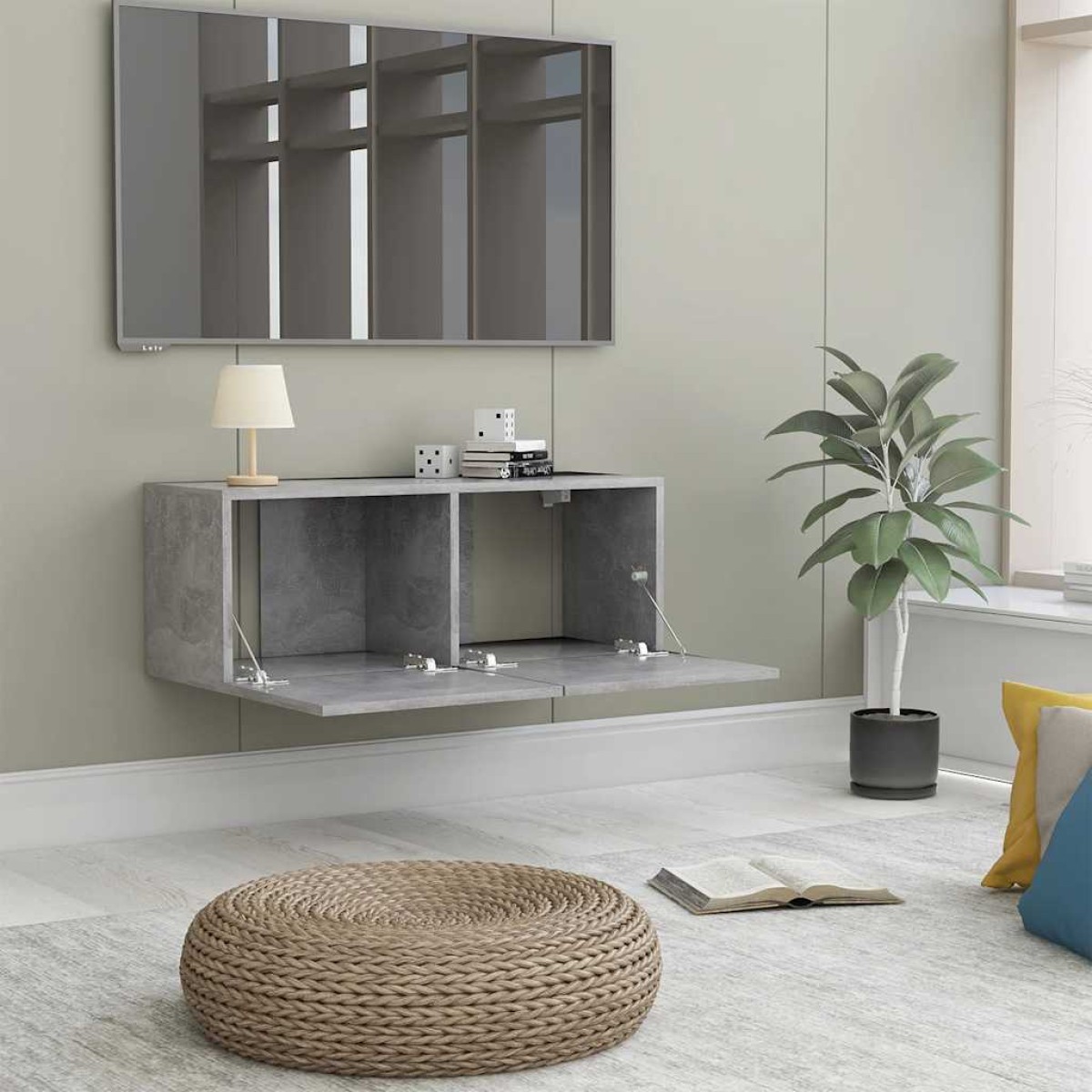 vidaXL Έπιπλο Τηλεόρασης Γκρι Σκυροδέματος 80x30x30 εκ. Μοριοσανίδα