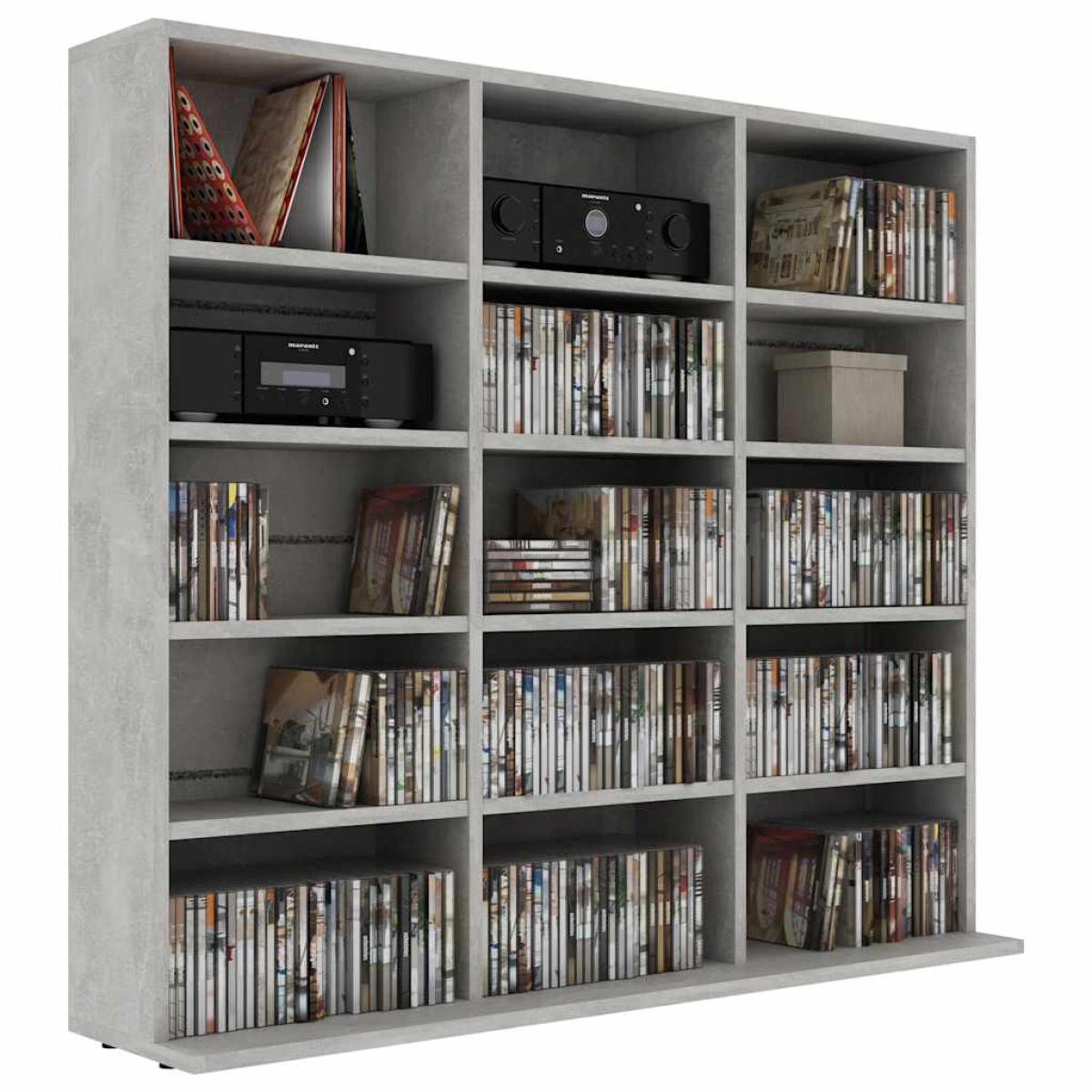 vidaXL Έπιπλο για CD Γκρι του Σκυροδέματος 102x23x89,5 εκ. Μοριοσανίδα