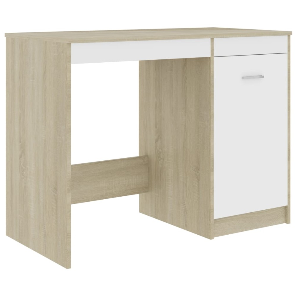 vidaXL Γραφείο Λευκό / Sonoma Δρυς 100 x 50 x 76 εκ. από Μοριοσανίδα