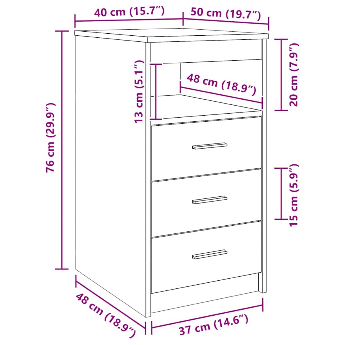 vidaXL Συρταριέρα Γκρι Σκυροδέματος 40x50x76 εκ. Επεξεργασμένο Ξύλο