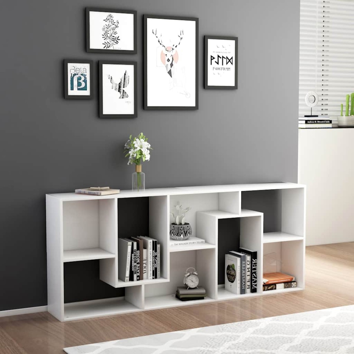 vidaXL Βιβλιοθήκη Λευκή 67 x 24 x 161 εκ. από Μοριοσανίδα