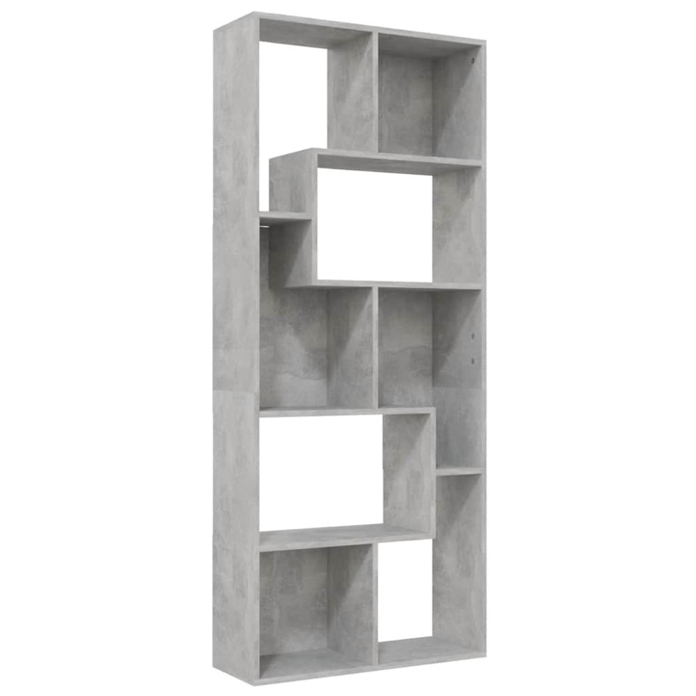 vidaXL Βιβλιοθήκη Γκρι Σκυροδέματος 67 x 24 x 161 εκ. από Επεξ. Ξύλο