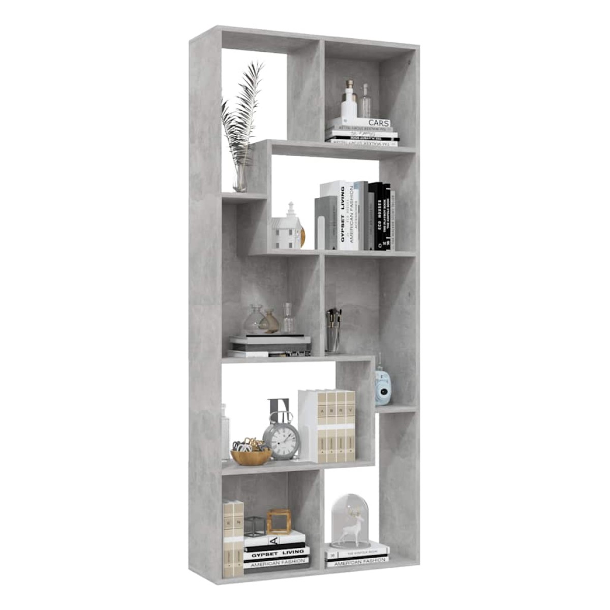 vidaXL Βιβλιοθήκη Γκρι Σκυροδέματος 67 x 24 x 161 εκ. από Μοριοσανίδα