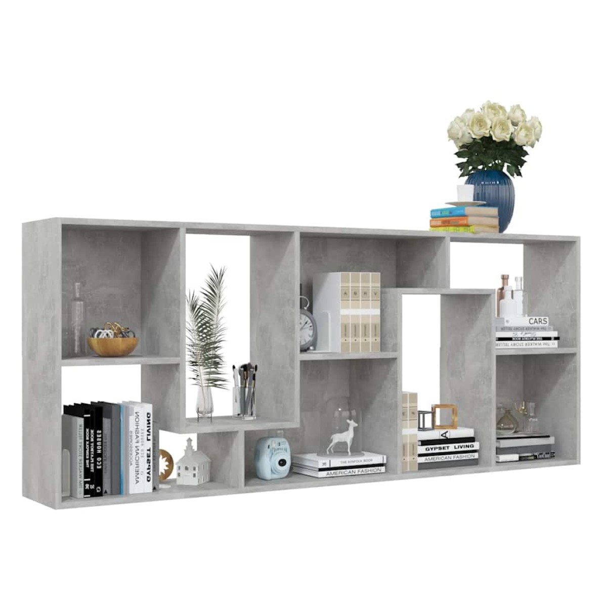 vidaXL Βιβλιοθήκη Γκρι Σκυροδέματος 67 x 24 x 161 εκ. από Μοριοσανίδα
