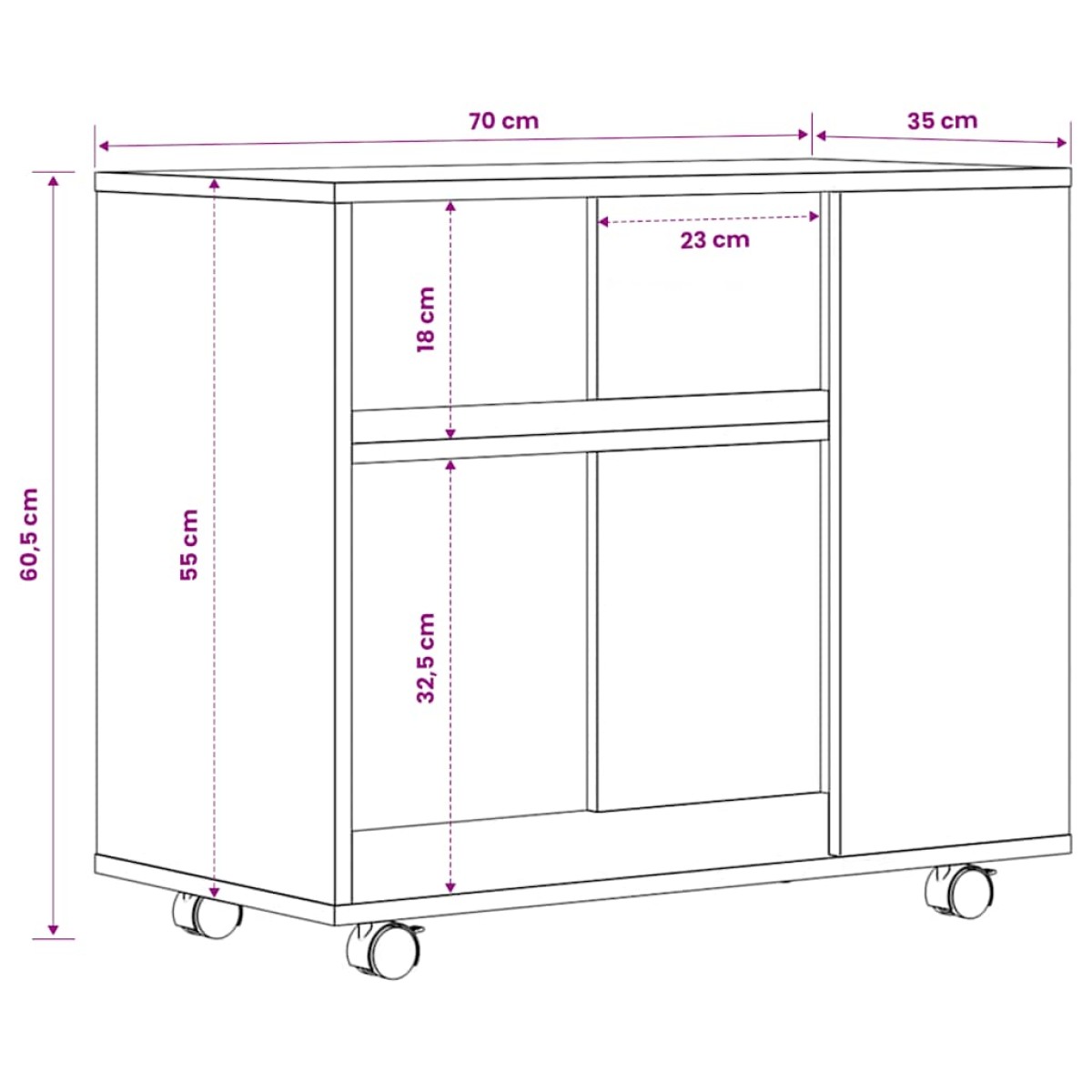vidaXL Τραπέζι Βοηθητικό Λευκό 70 x 35 x 55 εκ. από Επεξεργασμένο Ξύλο