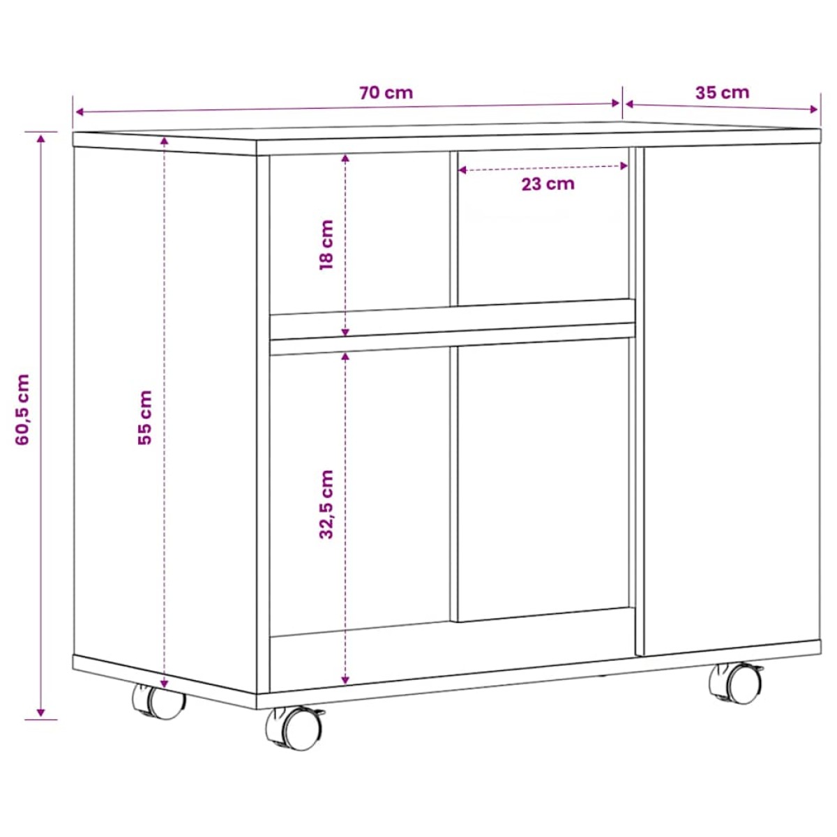 vidaXL Τραπέζι Βοηθητικό Γκρι Σκυροδ. 70x35x55 εκ. Επεξεργασμένο Ξύλο