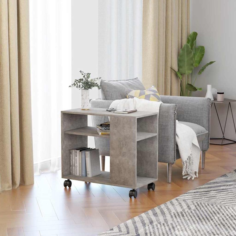vidaXL Τραπέζι Βοηθητικό Γκρι Σκυροδ. 70x35x60,5 εκ. Επεξεργασμένο Ξύλο