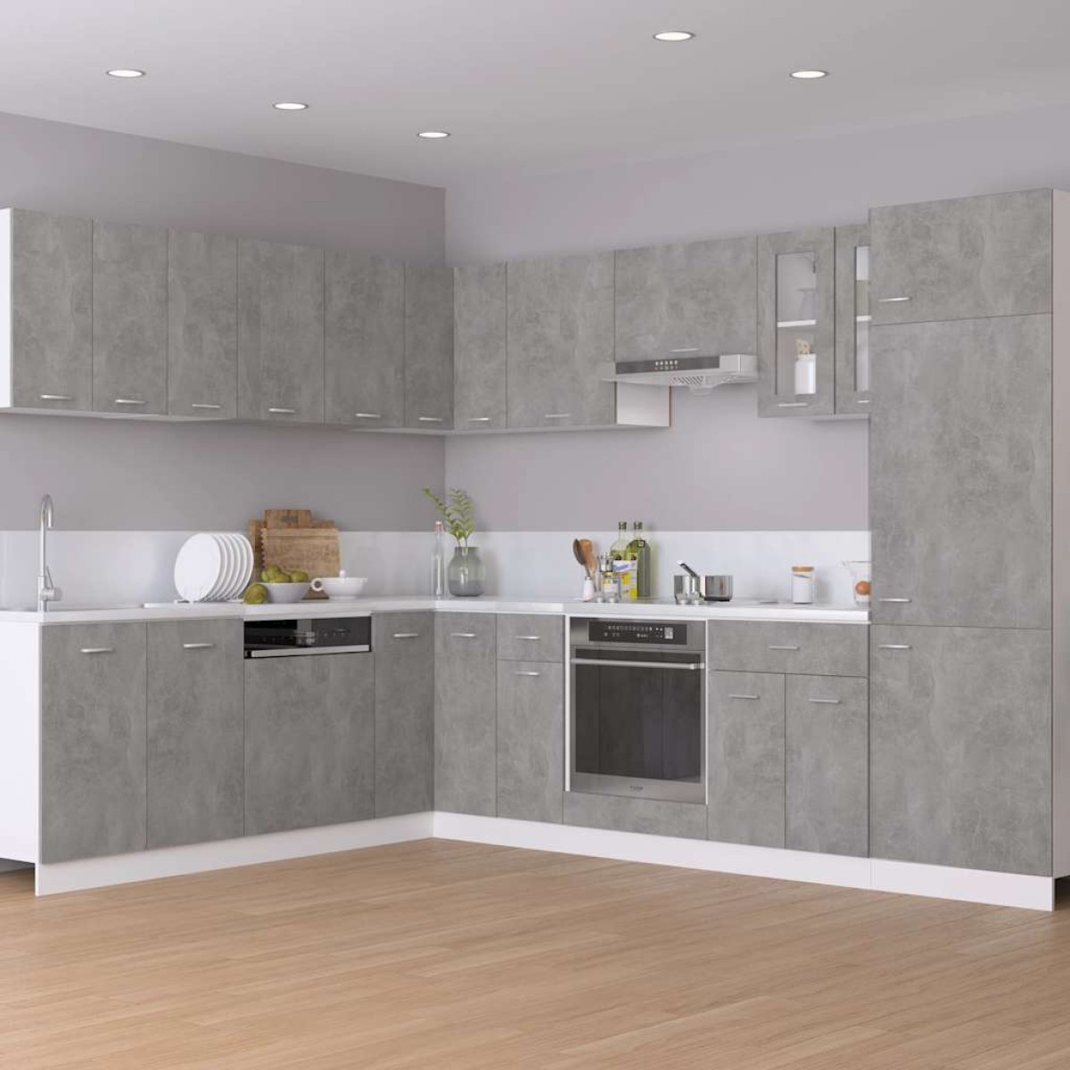 vidaXL Ντουλάπι για Φούρνο Γκρι Σκυροδέματος 60x46x81,5 εκ Μοριοσανίδα