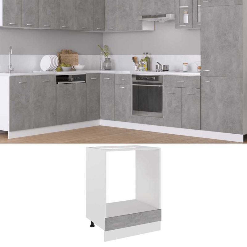 vidaXL Ντουλάπι Φούρνου "Riga" Γκρι Σκυρόδεμα 60x46x81,5 εκ. από Τεχνητό Ξύλο