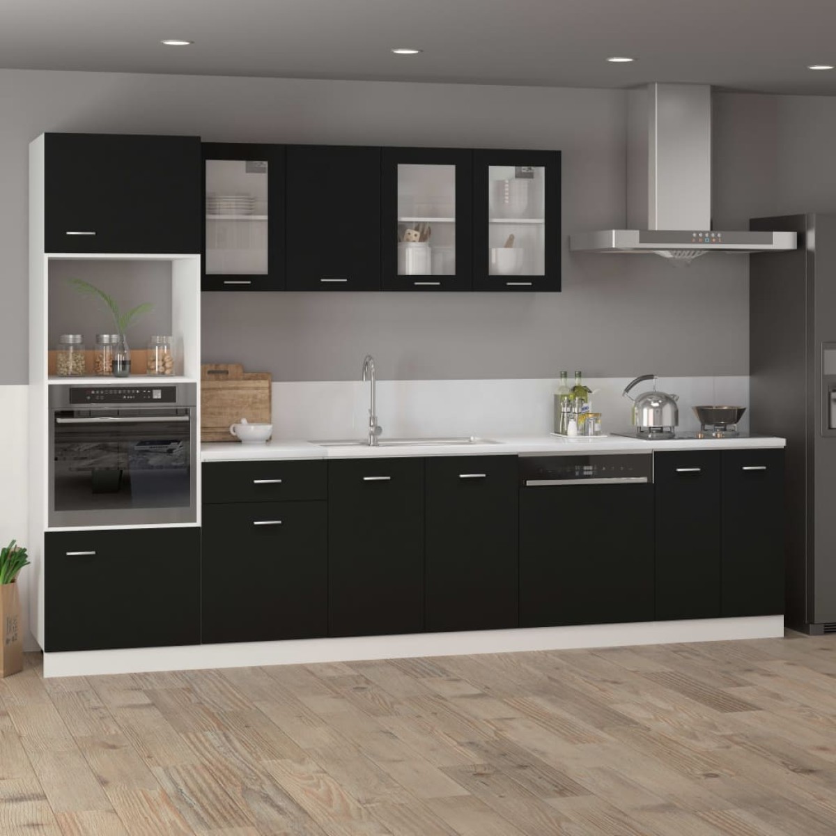 vidaXL Ντουλάπι Κρεμαστό με Τζάμι Μαύρο 40x31x60 εκ. Μοριοσανίδα