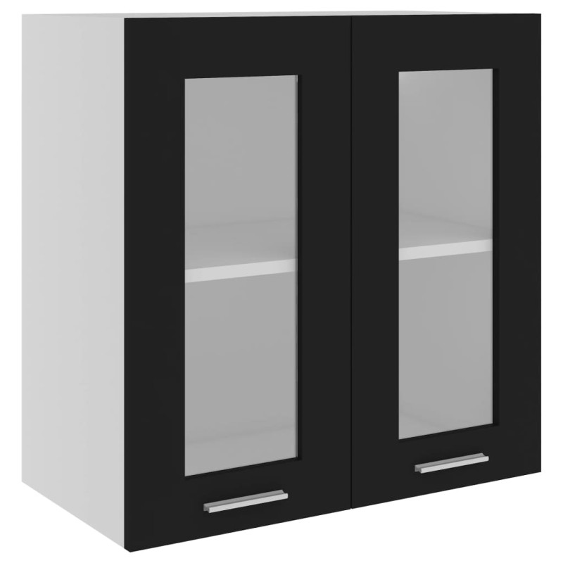 vidaXL Κρεμαστό Γυάλινο Ντουλάπι "Lyon" Μαύρο 60x31x60 εκ. από Τεχνητό Ξύλο