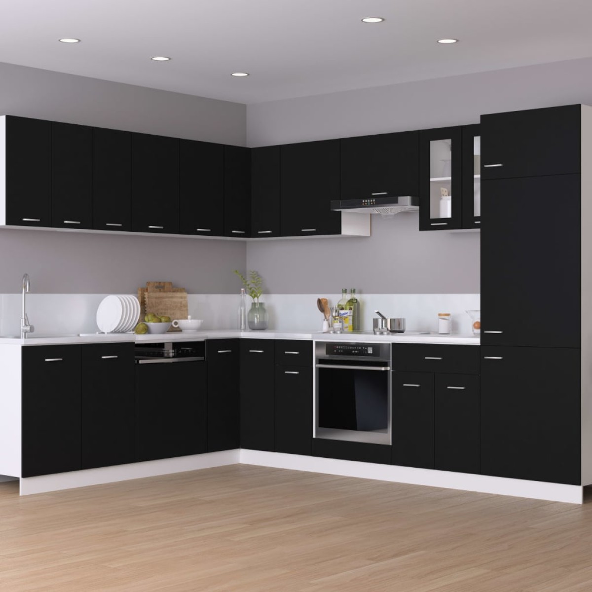vidaXL Ντουλάπι Κρεμαστό με Τζάμι Μαύρο 60x31x60 εκ. Μοριοσανίδα