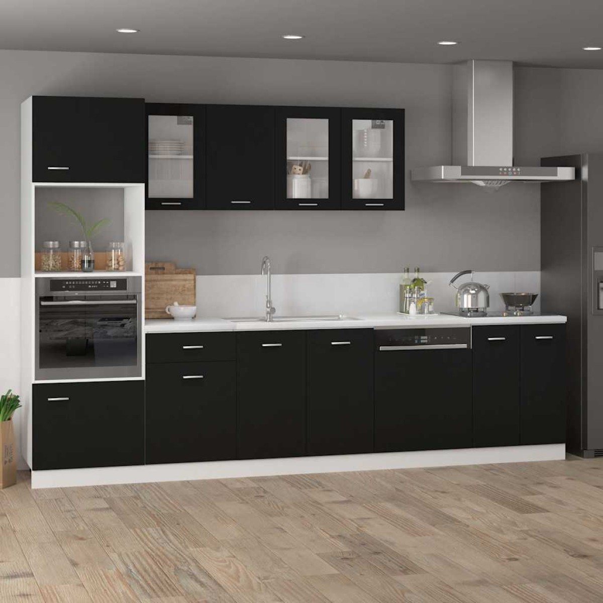 vidaXL Ντουλάπι Κρεμαστό με Τζάμι Μαύρο 80x31x60 εκ. Μοριοσανίδα