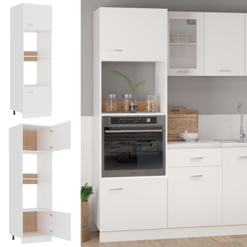 vidaXL Ντουλάπι Μικροκυμάτων "Lyon" Λευκό 60x57x207 εκ. από Τεχνητό Ξύλο