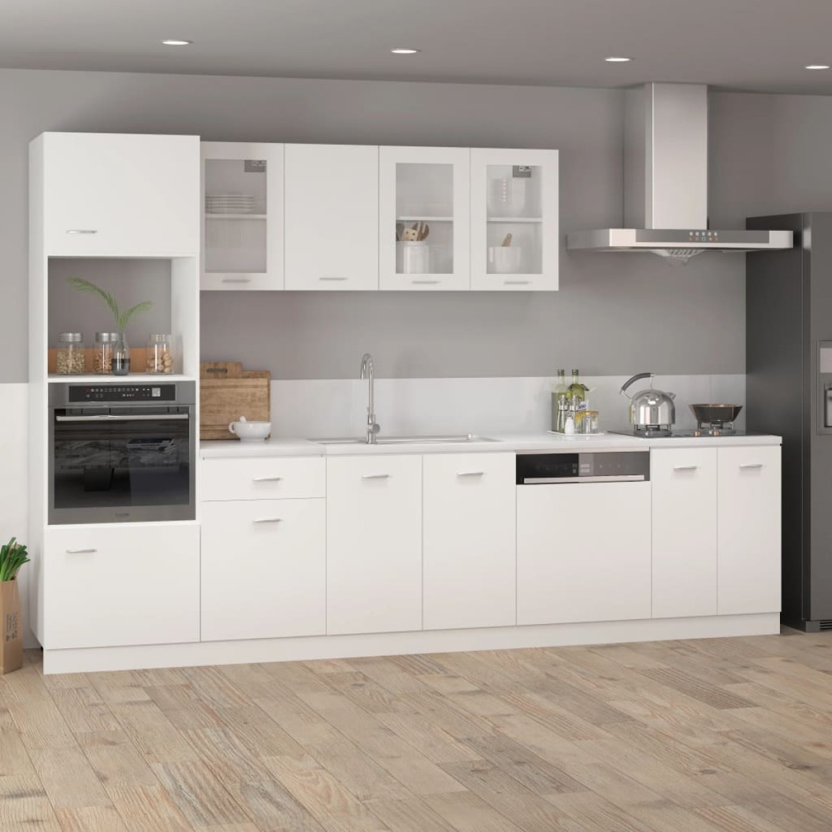 vidaXL Ντουλάπι για Φούρνο Μικροκυμάτων Λευκό 60x57x207 εκ Μοριοσανίδα
