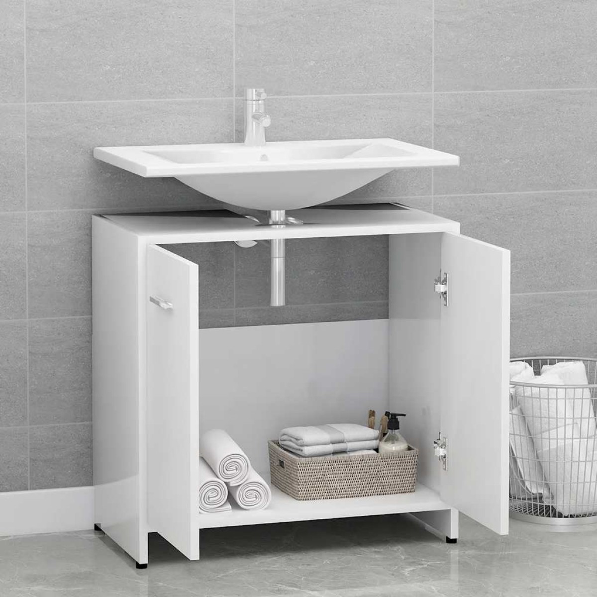 vidaXL Ντουλάπι Νιπτήρα Λευκό 60 x 33 x 61 εκ. από Μοριοσανίδα