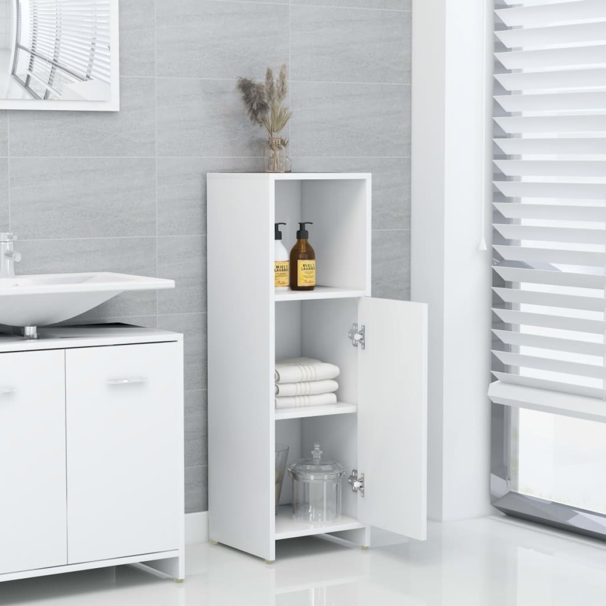 vidaXL Στήλη Μπάνιου Λευκή 30 x 30 x 95 εκ. από Μοριοσανίδα