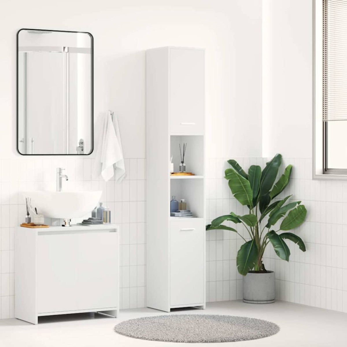 vidaXL Στήλη Μπάνιου Λευκή 30 x 30 x 183,5 εκ. από Μοριοσανίδα
