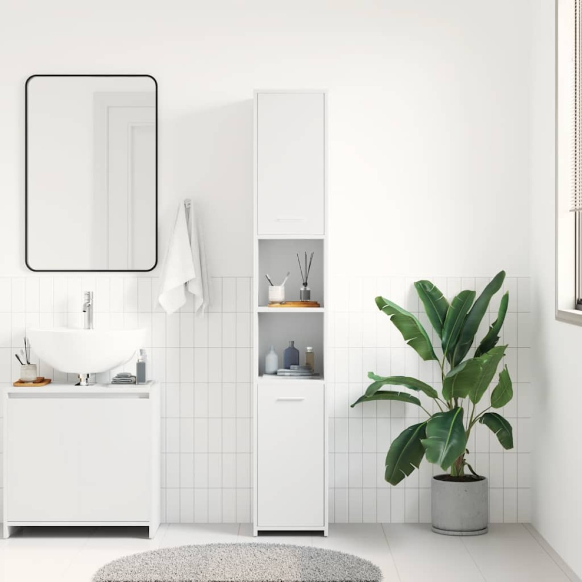vidaXL Στήλη Μπάνιου Λευκή 30 x 30 x 183,5 εκ. από Μοριοσανίδα