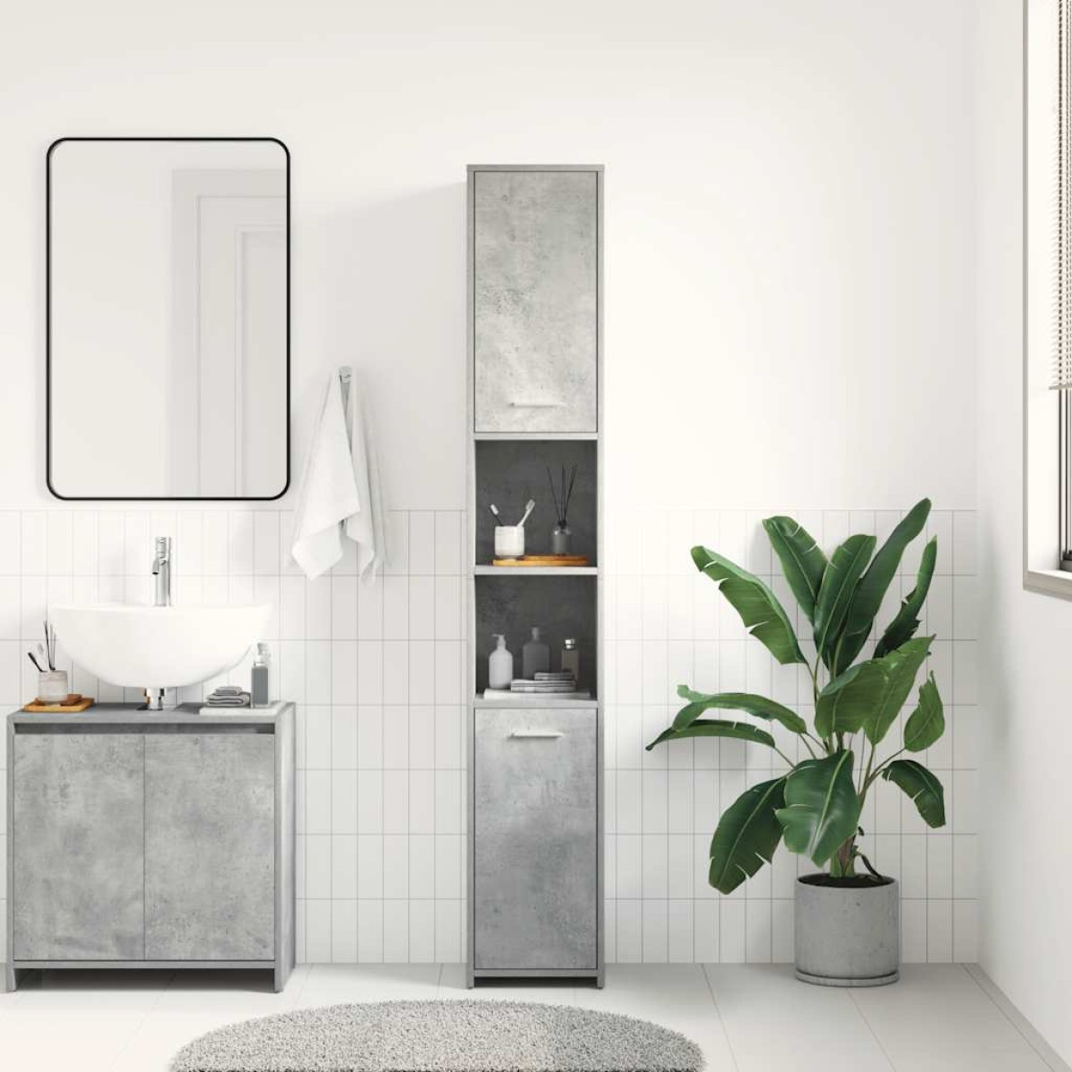 vidaXL Στήλη Μπάνιου Γκρι του Σκυροδέματος 30x30x183,5 εκ. Μοριοσανίδα