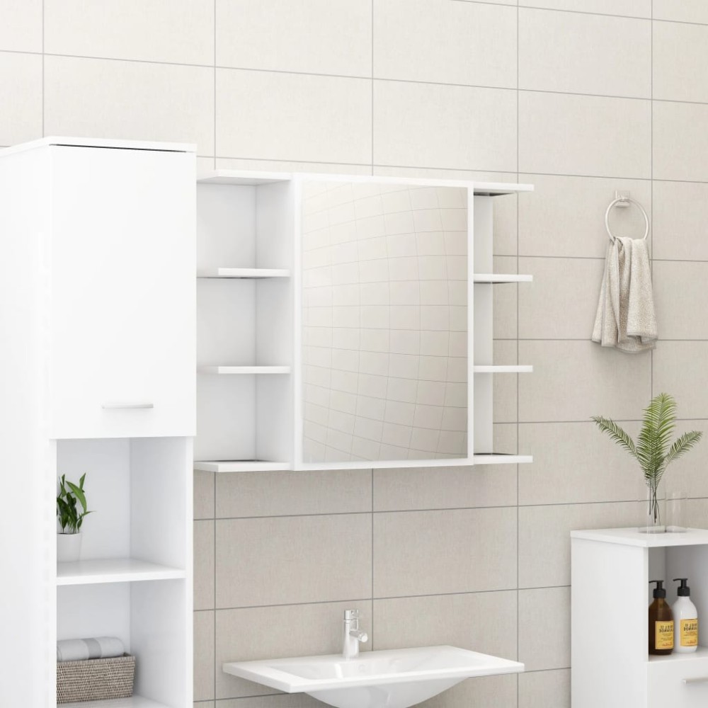 vidaXL Καθρέφτης Μπάνιου με Ντουλάπι Λευκό 80x20,5x64 εκ. Επεξ. Ξύλο