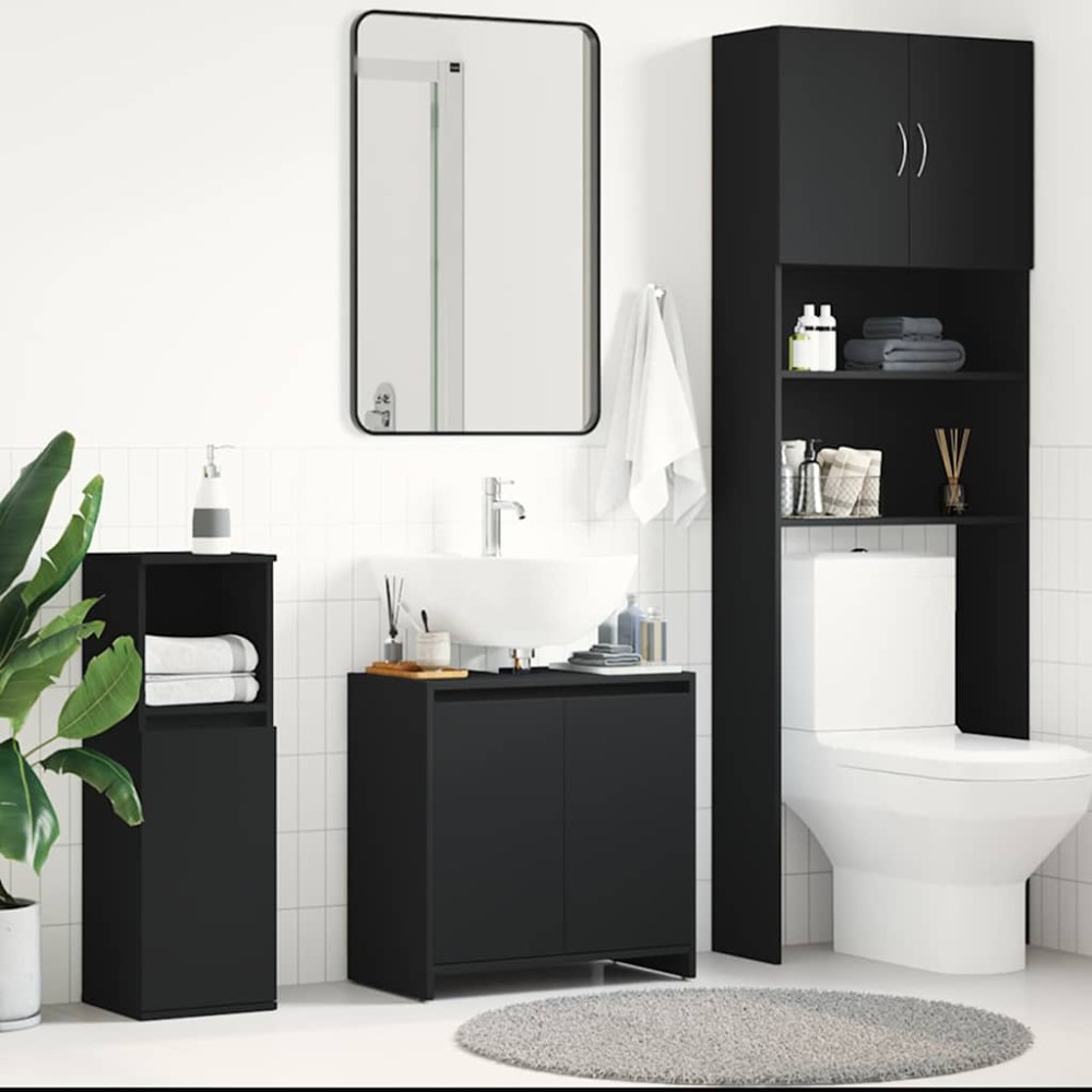 vidaXL Ντουλάπι Νιπτήρα Μαύρο 60 x 33 x 61 εκ. από Επεξ. Ξύλο