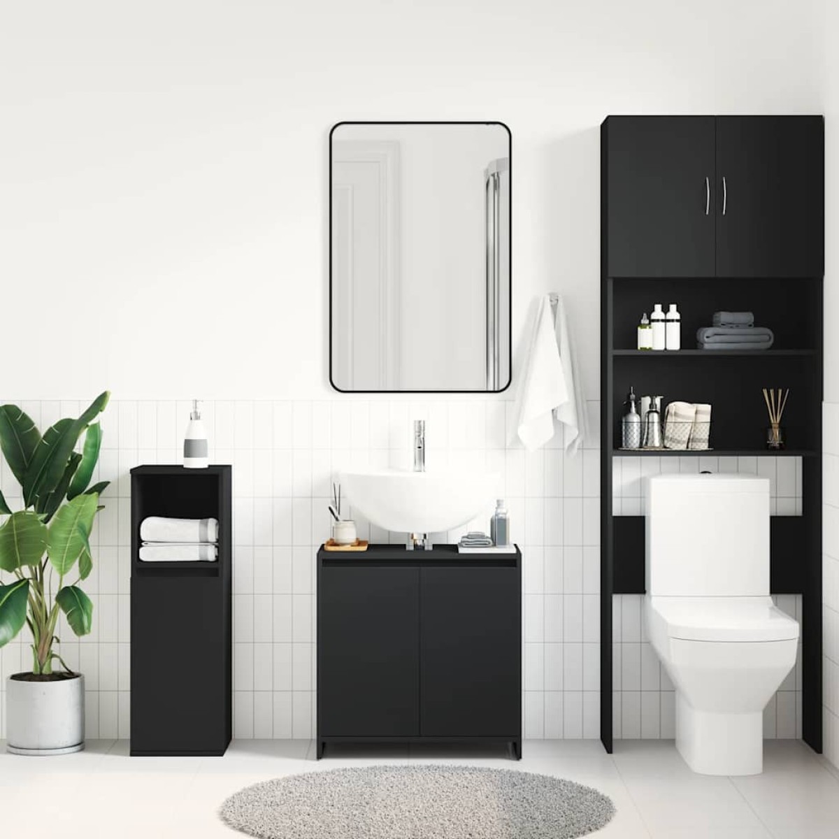 vidaXL Ντουλάπι Νιπτήρα Μαύρο 60 x 33 x 61 εκ. από Μοριοσανίδα