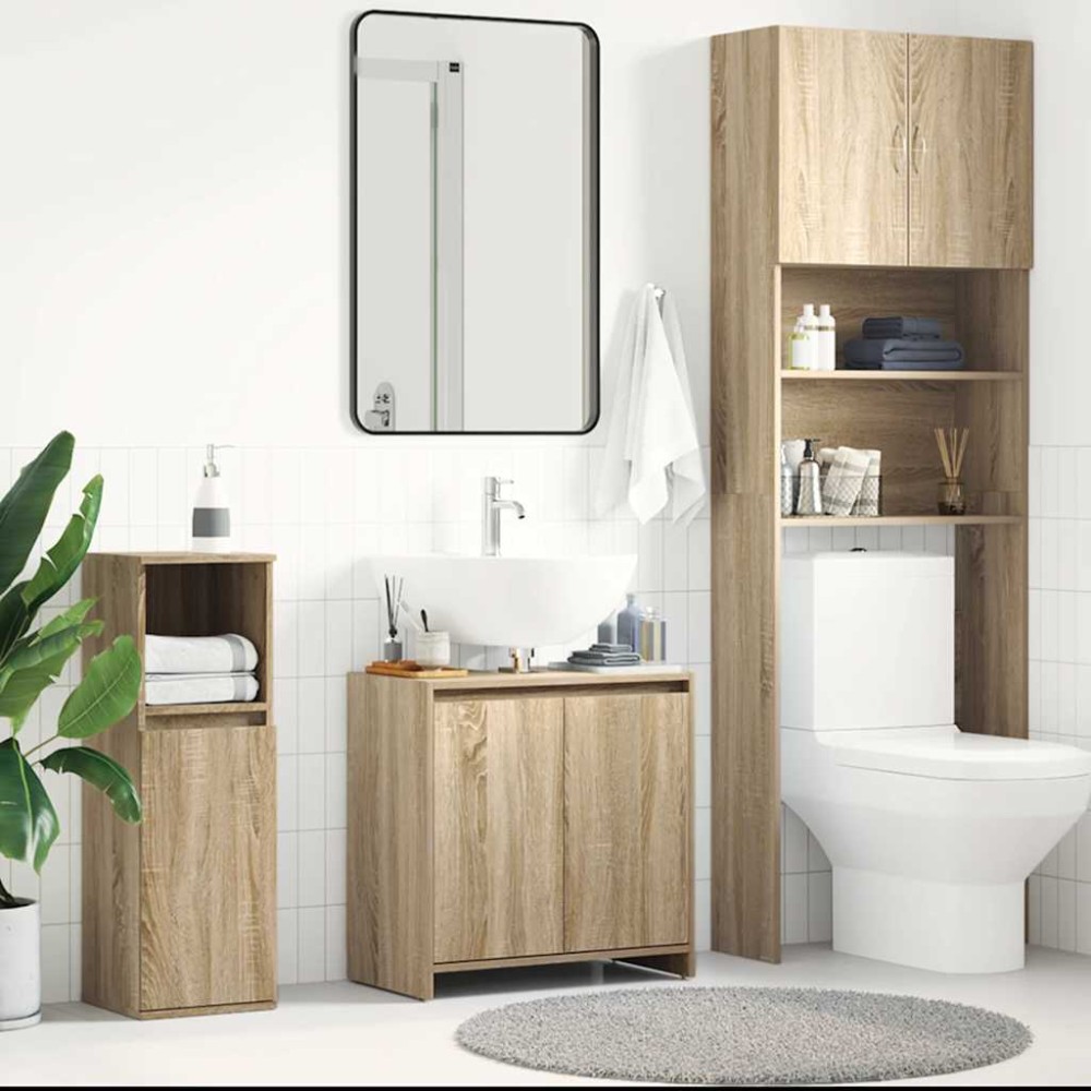 vidaXL Ντουλάπι Νιπτήρα Sonoma Δρυς 60 x 33 x 61 εκ. από Επεξ. Ξύλο
