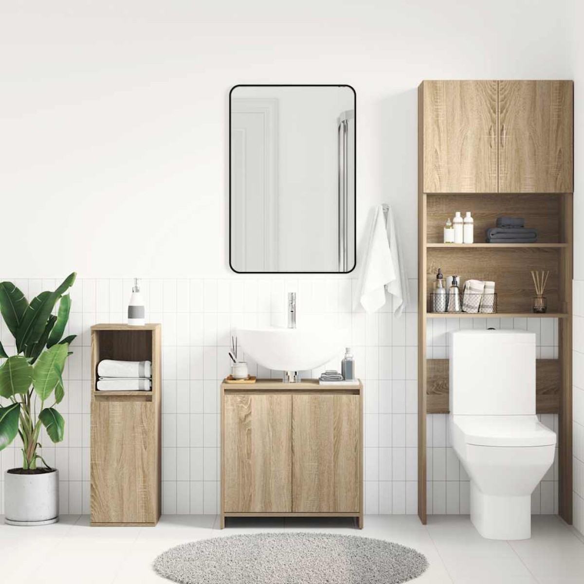 vidaXL Ντουλάπι Νιπτήρα Sonoma Δρυς 60 x 33 x 61 εκ. από Μοριοσανίδα