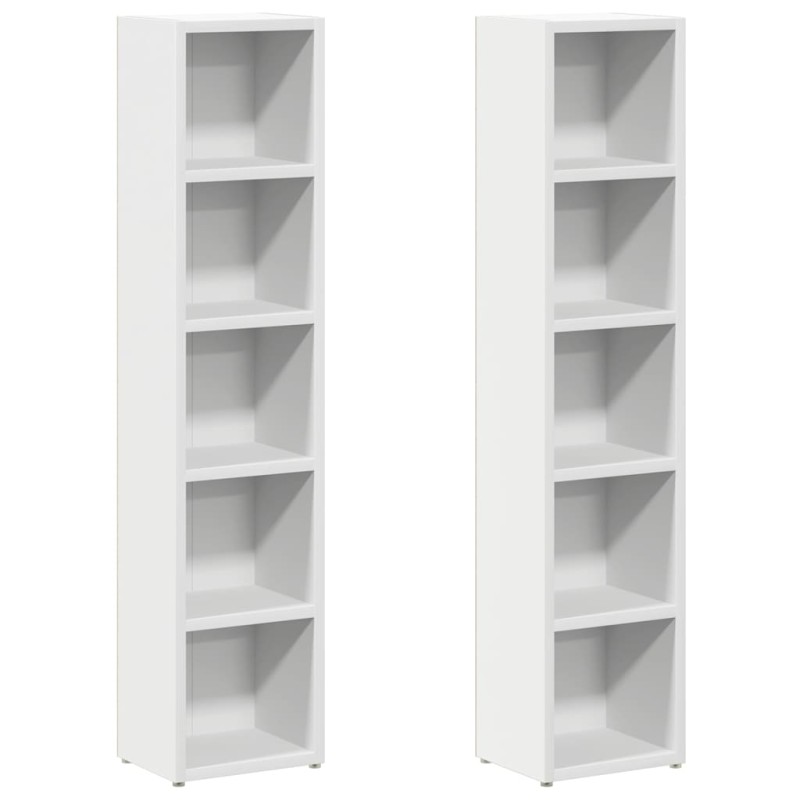 vidaXL Έπιπλα για CD 2 τεμ. Λευκά 21x16x93,5 εκ. από Μοριοσανίδα