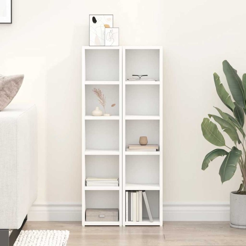 vidaXL Έπιπλα για CD 2 τεμ. Λευκά 21x16x93,5 εκ. από Μοριοσανίδα