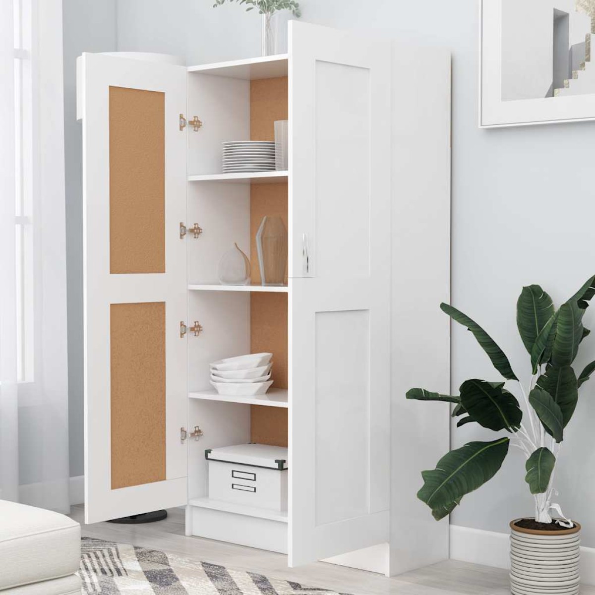 vidaXL Βιβλιοθήκη Λευκή 82,5 x 30,5 x 150 εκ. Μοριοσανίδα