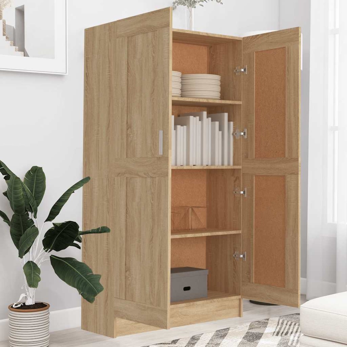 vidaXL Βιβλιοθήκη Χρώμα Sonoma Δρυς 82,5 x 30,5 x 150 εκ. Μοριοσανίδα