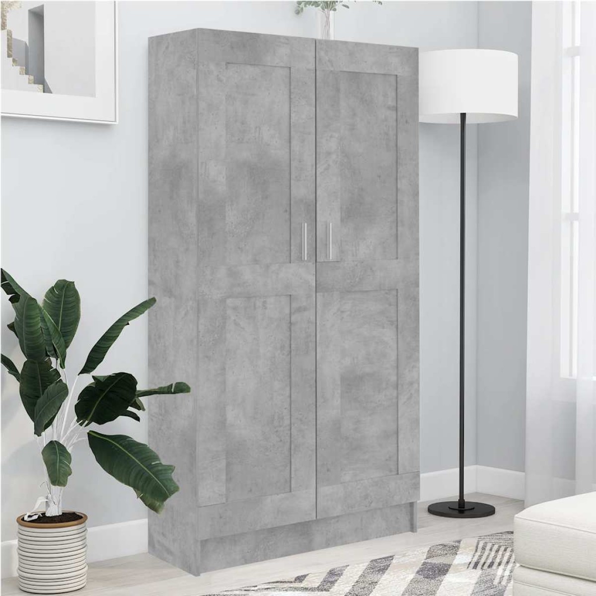 vidaXL Βιβλιοθήκη Γκρι του Σκυροδέματος 82,5x30,5x150 εκ. Μοριοσανίδα