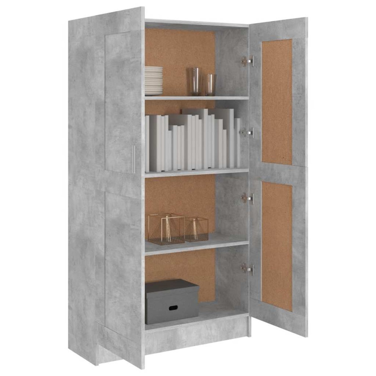vidaXL Βιβλιοθήκη Γκρι του Σκυροδέματος 82,5x30,5x150 εκ. Μοριοσανίδα