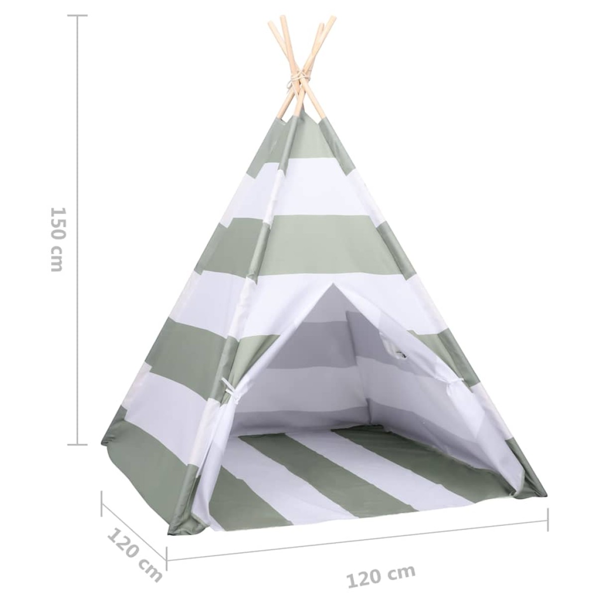 vidaXL Παιδική Σκηνή Ριγέ Γκρι και Λευκό 120 x 120 x 150 cm