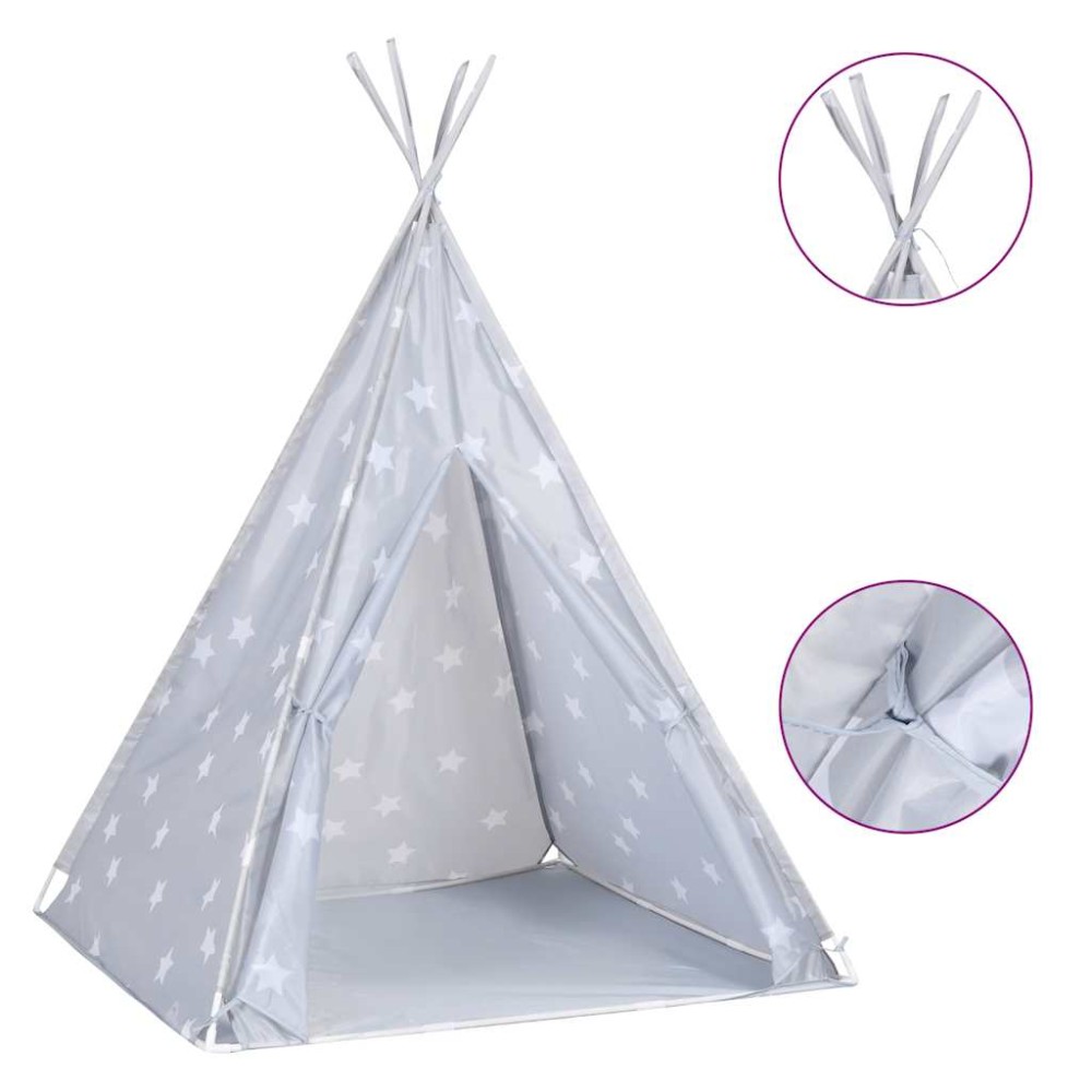 vidaXL Σκηνή Teepee Παιδική Γκρι 115x115x160 εκ. Πολυεστερική με Σάκο