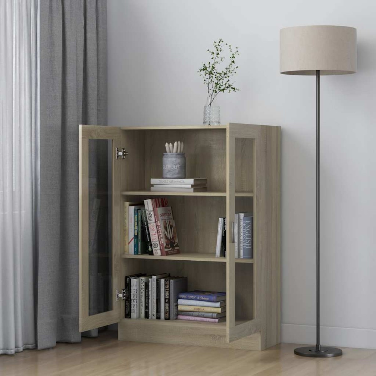 vidaXL Βιτρίνα Χρώμα Sonoma Δρυς 82,5 x 30,5 x 115 εκ. Μοριοσανίδα