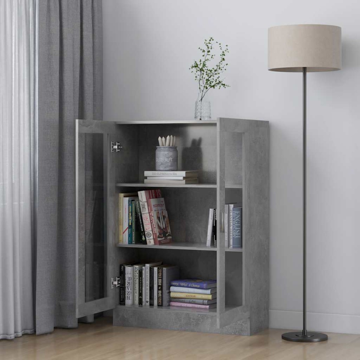 vidaXL Βιτρίνα Γκρι του Σκυροδέματος 82,5 x 30,5 x 115 εκ. Μοριοσανίδα
