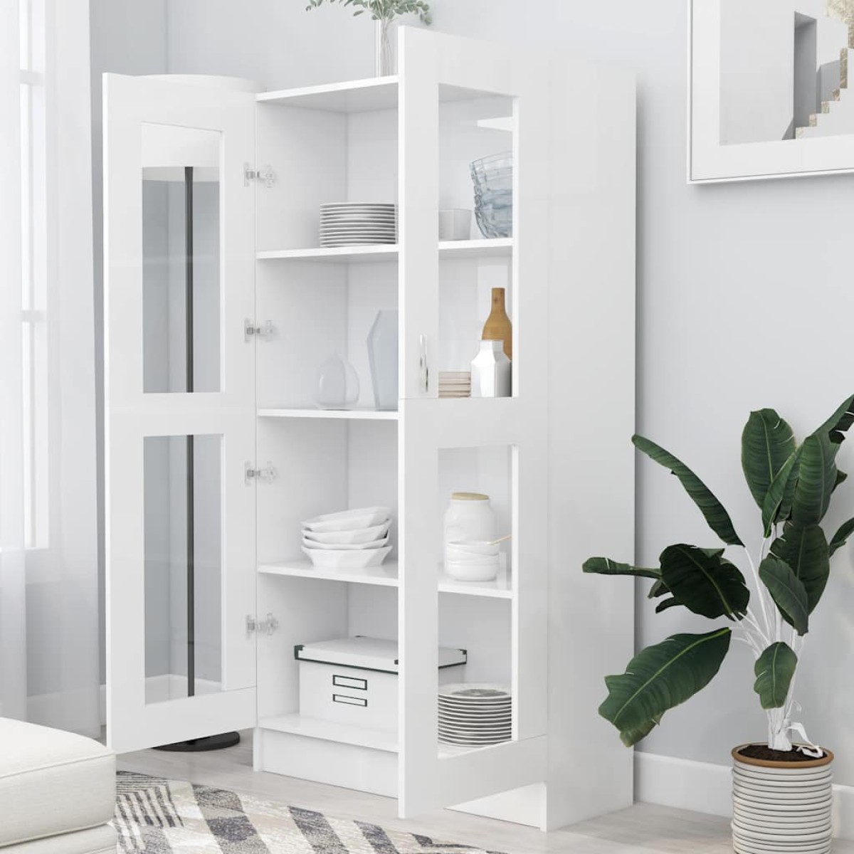 vidaXL Βιτρίνα Λευκή 82,5 x 30,5 x 150 εκ. Μοριοσανίδα