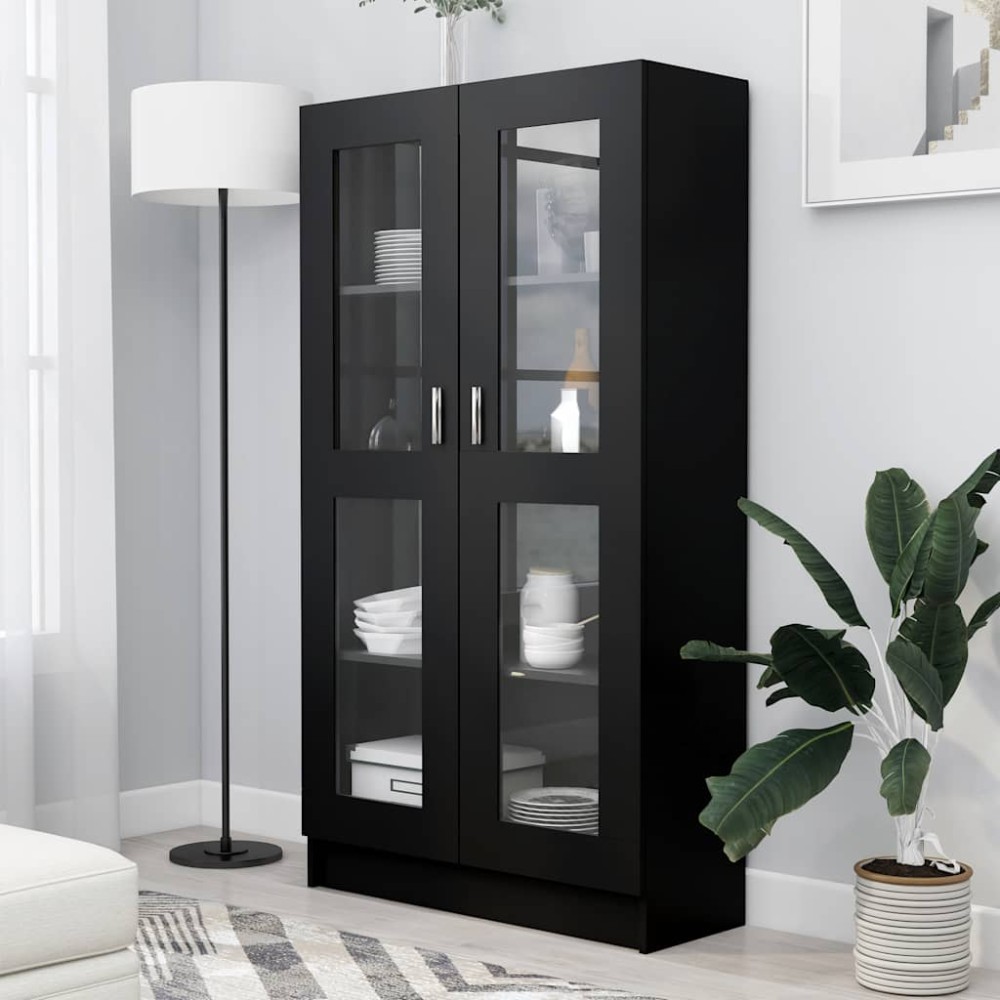 vidaXL Βιτρίνα Μαύρη 82,5 x 30,5 x 150 εκ. Επεξ. Ξύλο