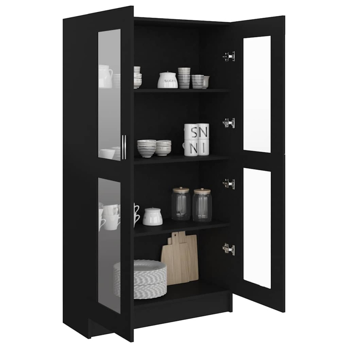 vidaXL Βιτρίνα Μαύρη 82,5 x 30,5 x 150 εκ. Μοριοσανίδα