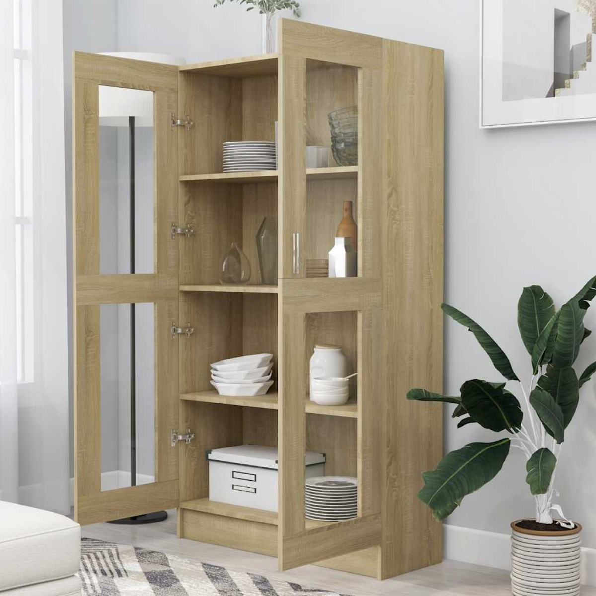 vidaXL Βιτρίνα Χρώμα Sonoma Δρυς 82,5 x 30,5 x 150 εκ. Μοριοσανίδα